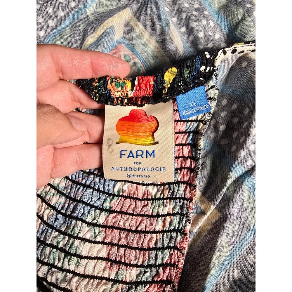 SOLD x Anthropologie Carmen Peplum Parrot Print Tie-Shoulder Blouse Top XL - Picture 11 of 15